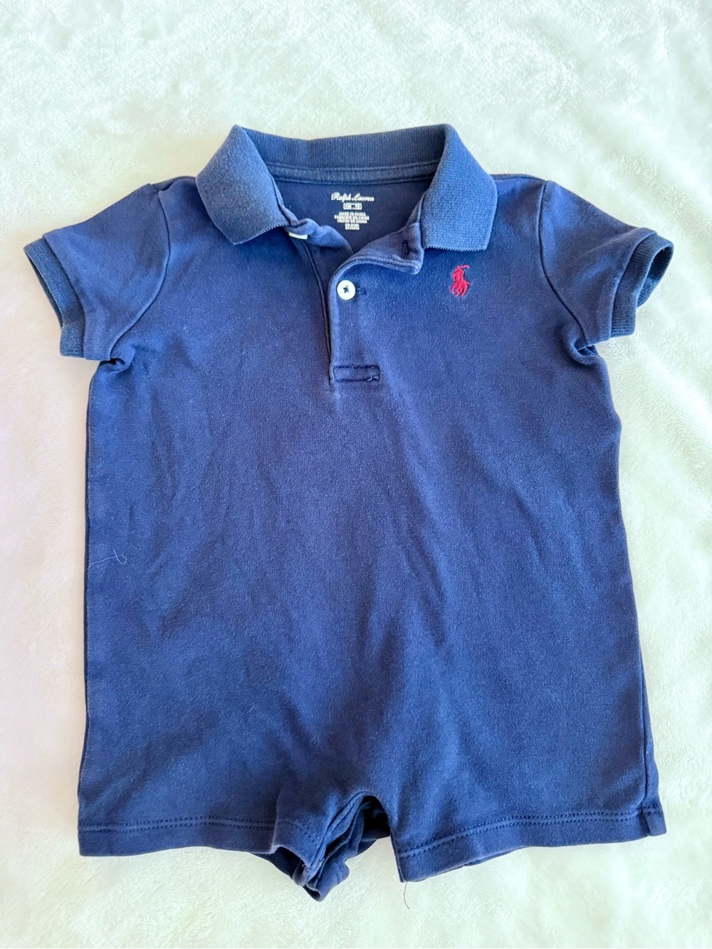 Infant Ralph Lauren Navy Polo Romper (size 9M)